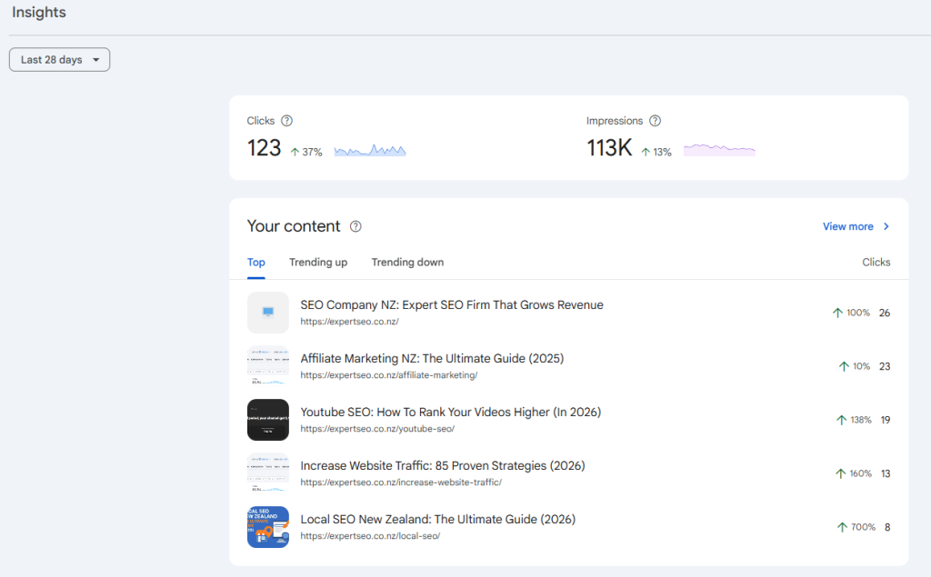 gsc stats from Expert SEO