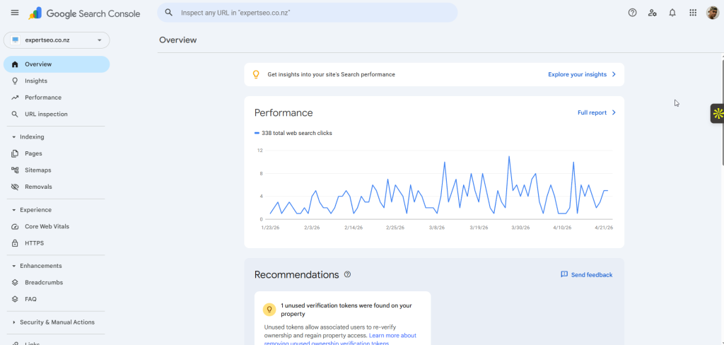 GSC example screenshot expert SEO