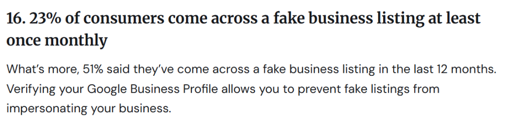 51% of people have encountered fake Google my business listings