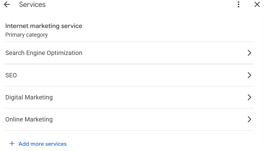 Selecting the primary business category inside a Google Business Profile