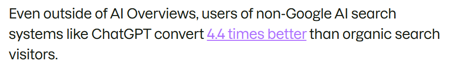 Data showing AI-search visitors convert several times better than average