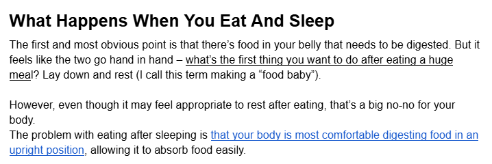 Article on what happens to your body when you eat right before sleeping