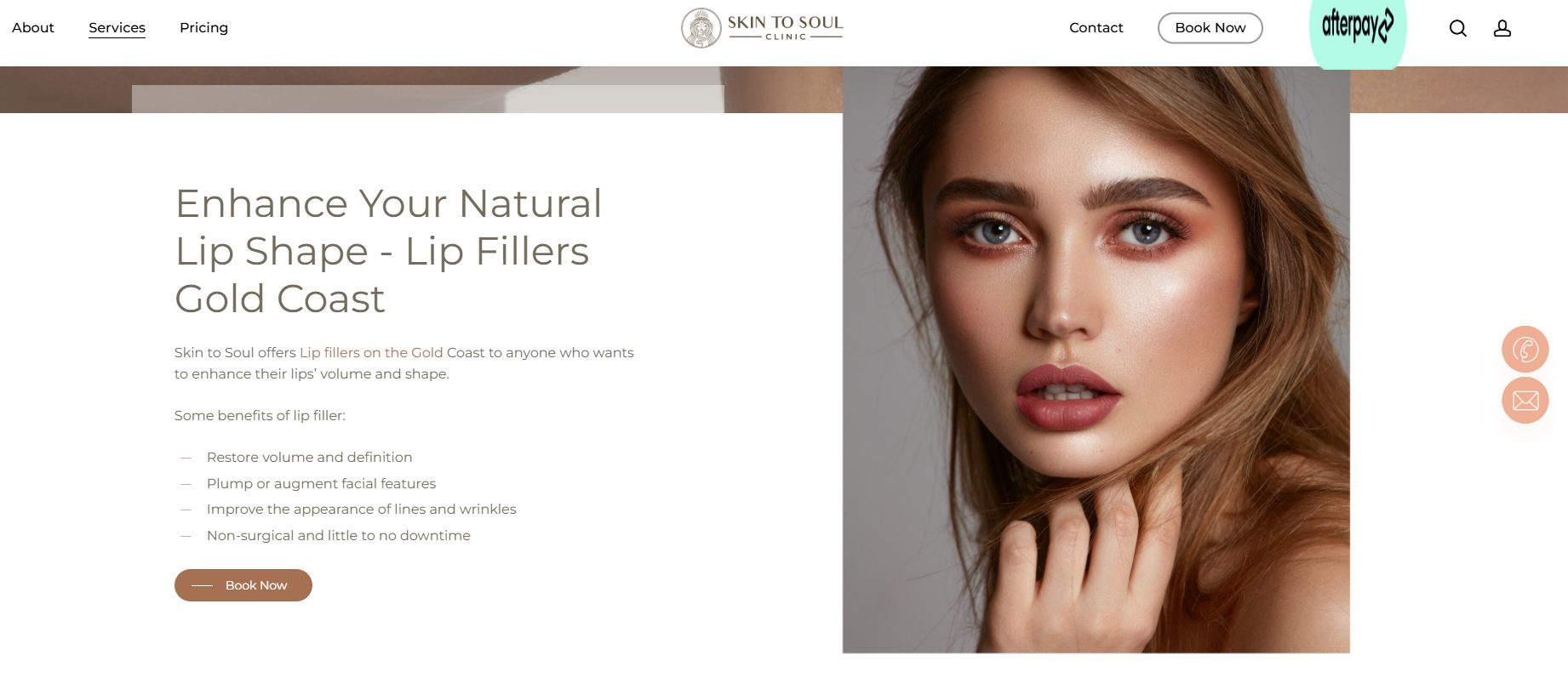 A Gold Coast clinic's "Lip Fillers Gold Coast" page — a local service page built around the exact term customers search